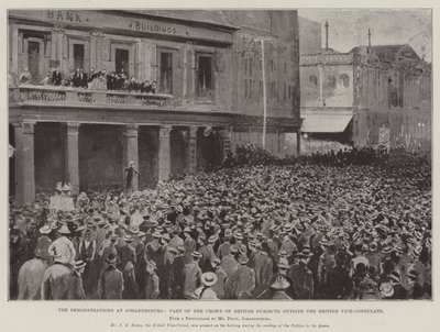 Die Demonstrationen in Johannesburg, Teil der Menge britischer Untertanen vor dem britischen Vizekonsulat von Henry Charles Seppings Wright